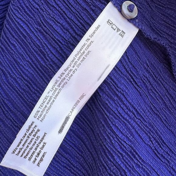 Eileen Fisher Women's $178 Woven Plissé Mock Neck Dress royal size 3X - Picture 7 of 11